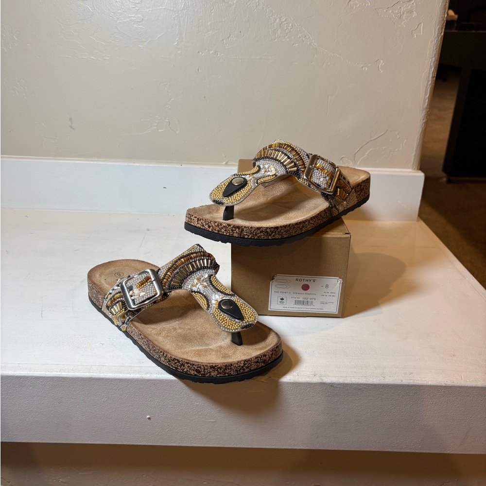 Roth’s Women's Summer Sandals with Pearls for Home, Swimming Pool, Beach Sz 8